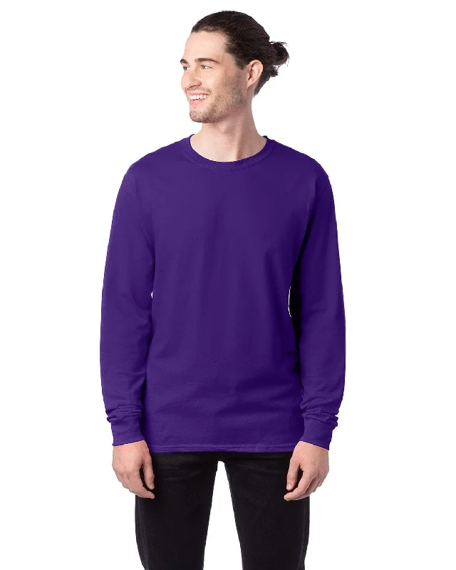 Hanes ComfortSoft Cotton Long Sleeve T-Shirt | Athletic Purple