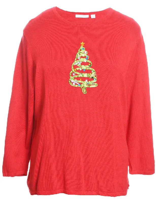 Christmas Tree Print Jumper - XL