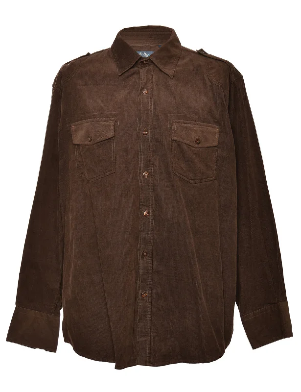 Corduroy Dark Brown Classic Shirt - L