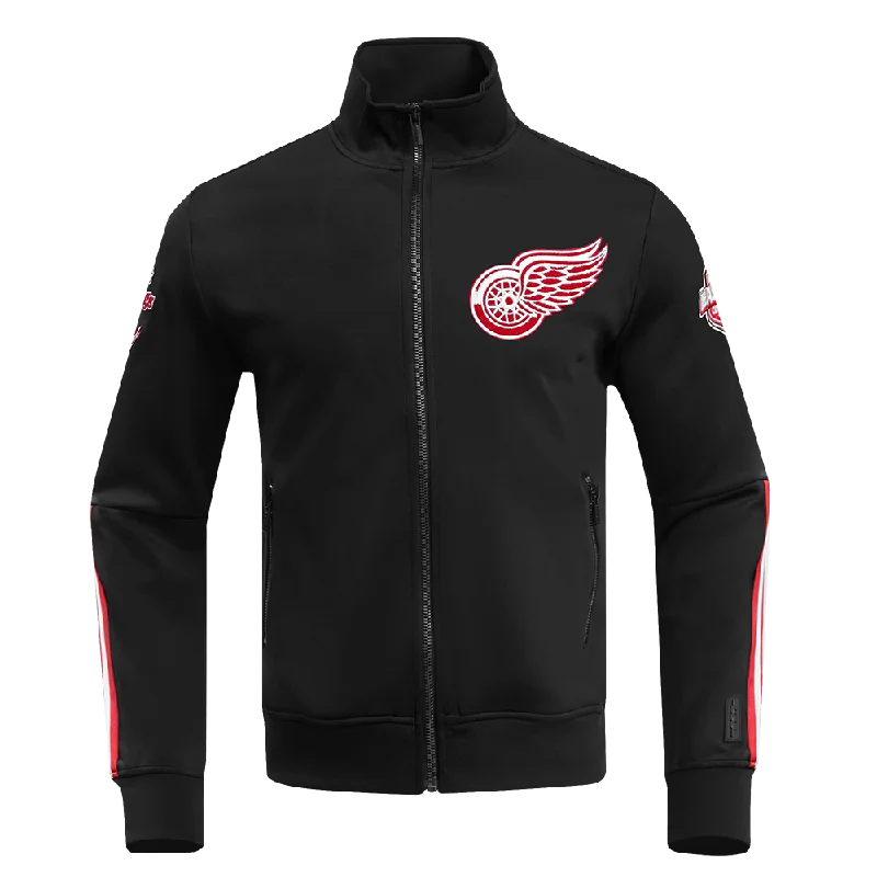 NHL DETROIT RED WINGS CLASSIC CHENILLE MEN'S TRACK JACKET (BLACK/RED)