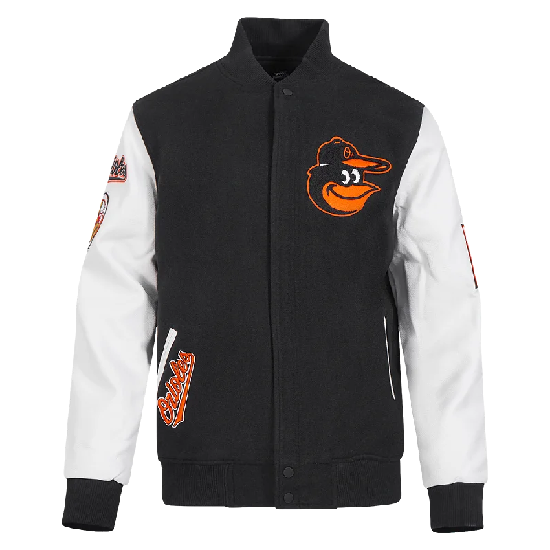 MLB BALTIMORE ORIOLES CLASSIC MEN'S WOOL VARSITY JACKET (BLACK/WHITE)