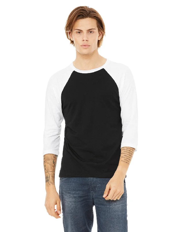 Bella+Canvas Unisex Triblend 3/4-Sleeve Baseball T-Shirt | Black/ White