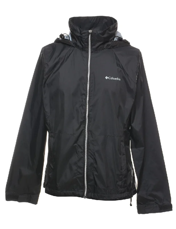 Columbia Hooded Black Zip-Front Nylon Jacket - L