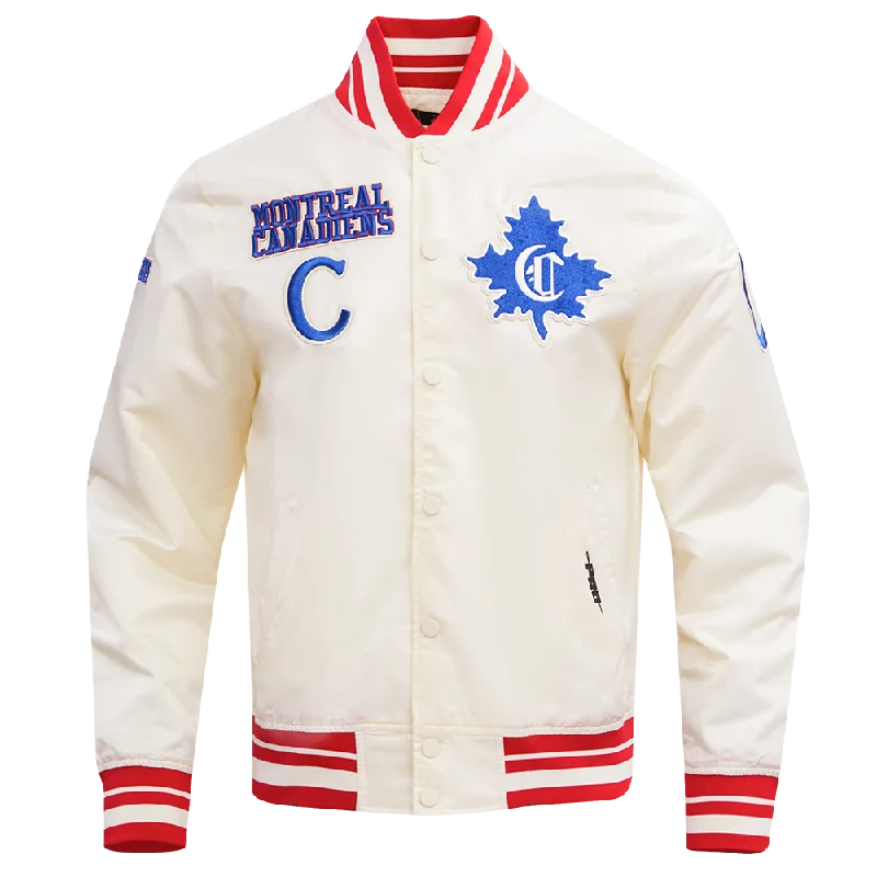 NHL MONTREAL CANADIENS RETRO CLASSIC MEN'S RIB SATIN JACKET (EGGSHELL/ RED)