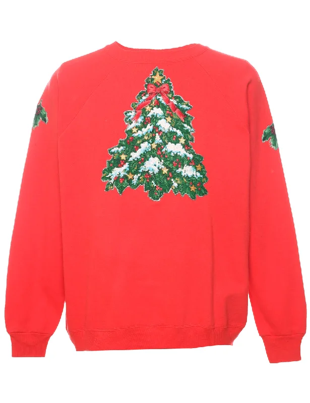 Christmas Tree Design Sweatshirt - L