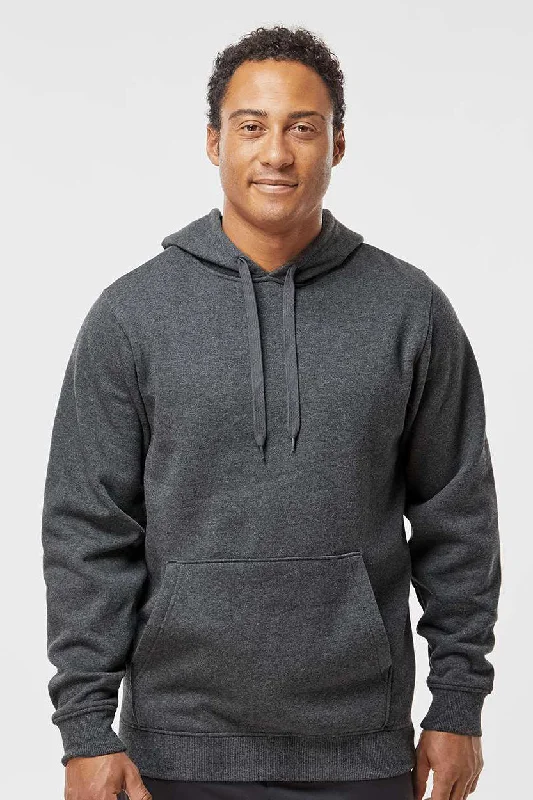 Augusta Sportswear Mens Fleece Hooded Sweatshirt Hoodie w/ Pouch Pocket - Heather Carbon Grey - Closeout