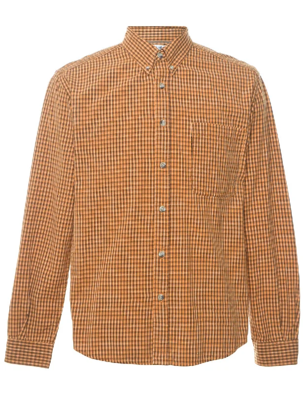 Columbia Checked Orange & Brown Shirt - M