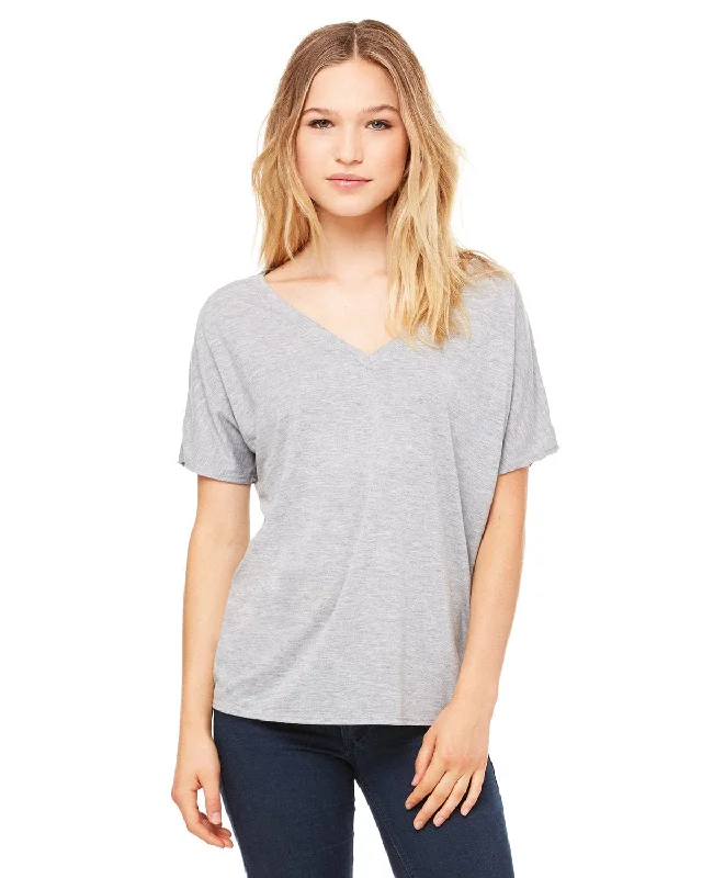 Bella+Canvas Ladies Flowy Simple V-Neck T-Shirt | Athletic Heather