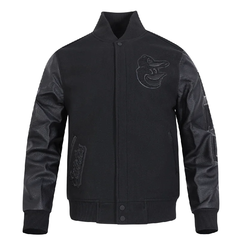 MLB BALTIMORE ORIOLES TRIPLE BLACK MEN'S MEN'S WOOL VARSITY JACKET (TRIPLE BLACK)