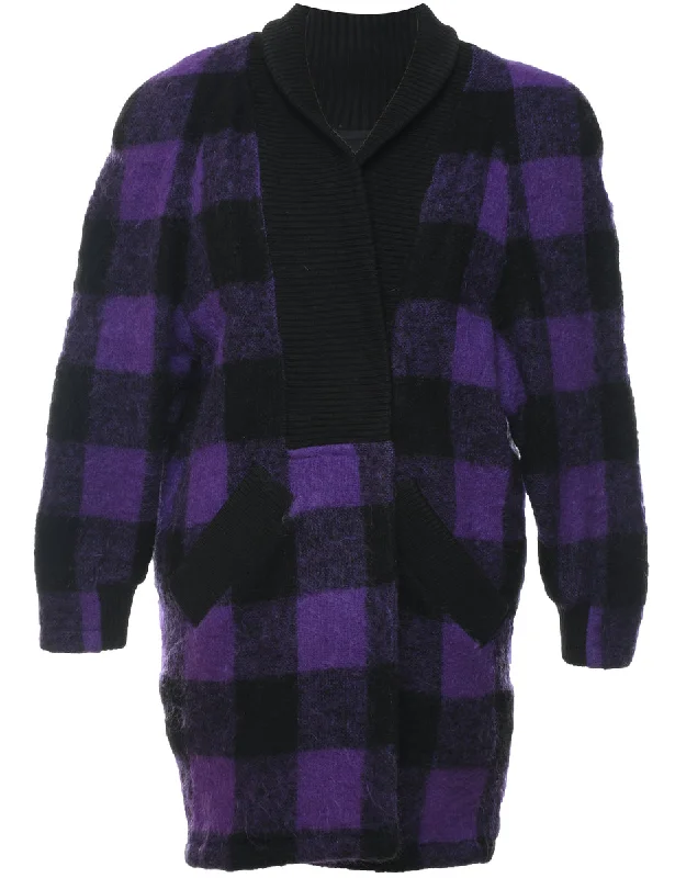 Checked Wool Coat - M