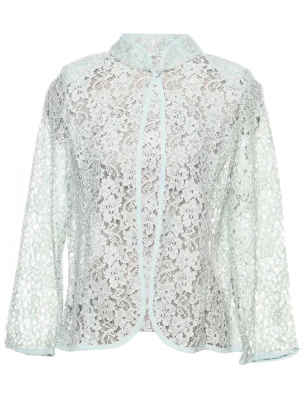 Classic White Lace 1980s Blouse - M