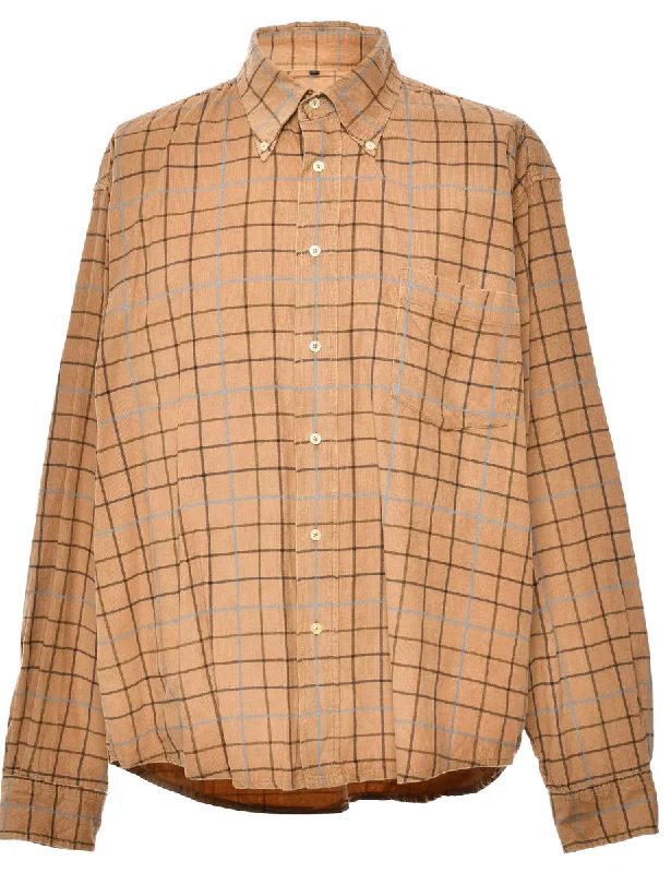 Corduroy Beige & Black Checked Shirt - XL