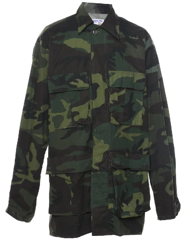 Camouflage Print Military Jacket - L