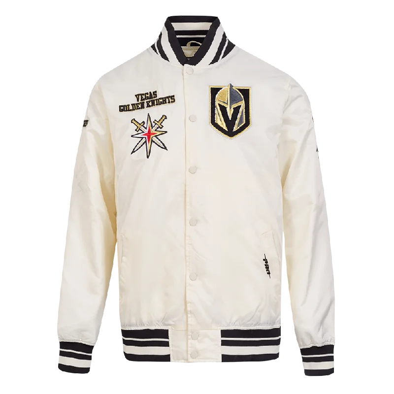 NHL VEGAS GOLDEN KNIGHTS RETRO CLASSIC MEN'S RIB SATIN JACKET (EGGSHELL/ BLACK)