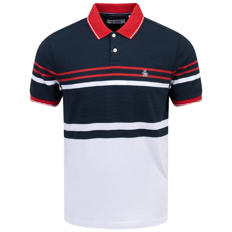 Honeycomb Jacquard Stripe Cotton Blend Polo Bright White - SS24