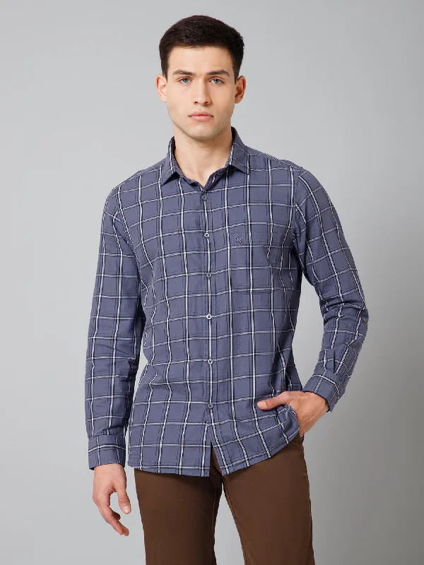 Men's Grey  Casual Big Checks Full Sleeve Shirt