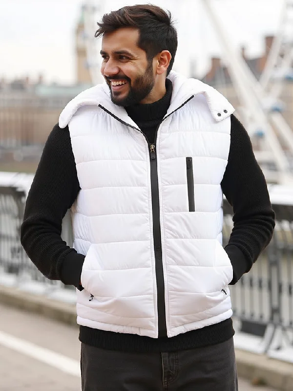 Detachable Hooded Puffer Jacket - Iceberg