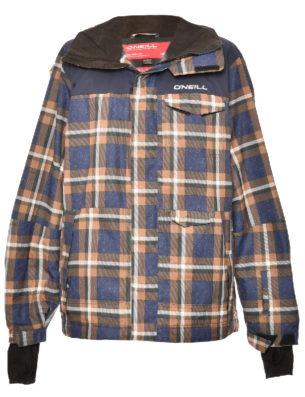 Checked Navy & Coral O'Neill Mountaineering Jacket - L