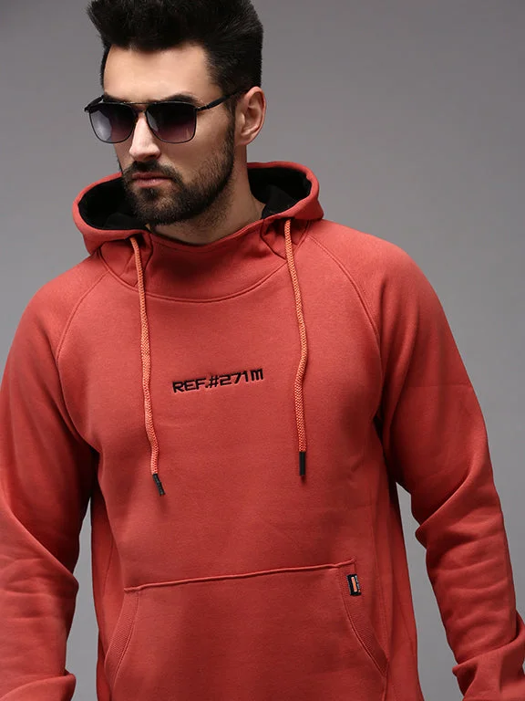 Men Orange Solid Sweatshirt