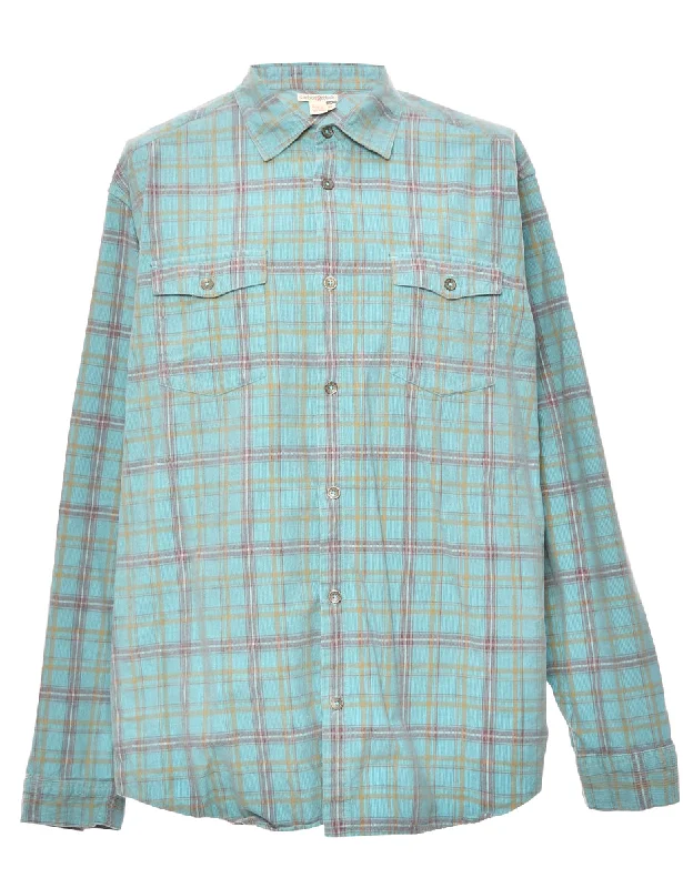 Checked Light Blue Corduroy Shirt - XL