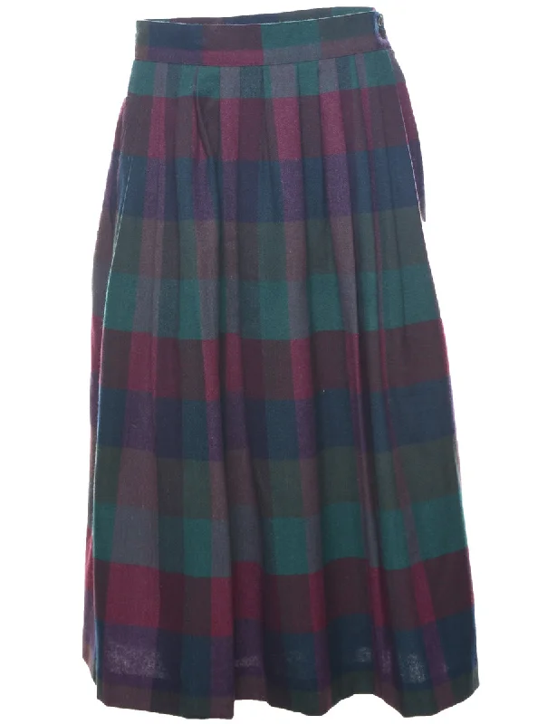 Checked Pleated Skirt - M