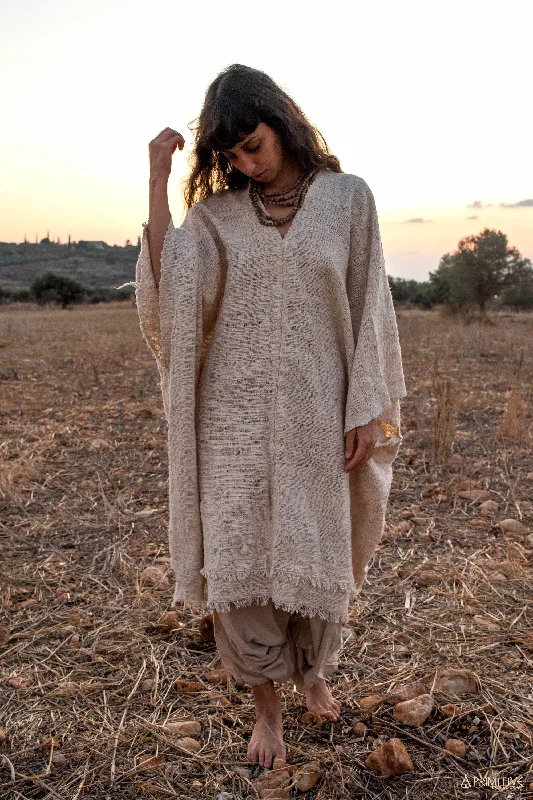 Frayed Raw Cotton Poncho