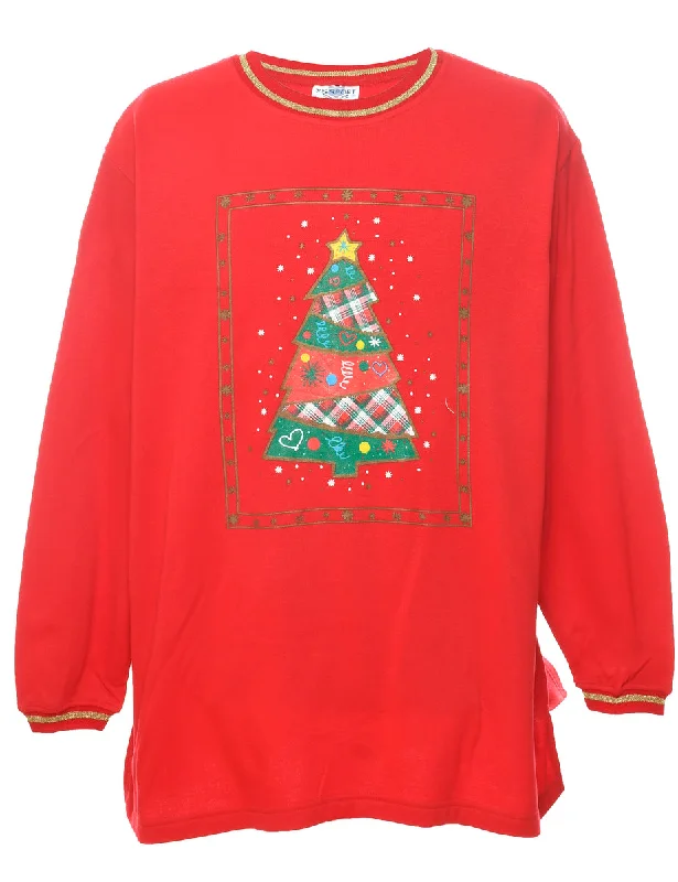 Christmas Tree Print Sweatshirt - XL