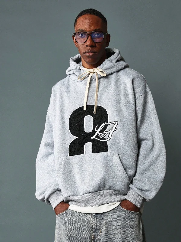 Regular Fit Overhead Hoodie With Towel Applique Embroidery & Drawcords