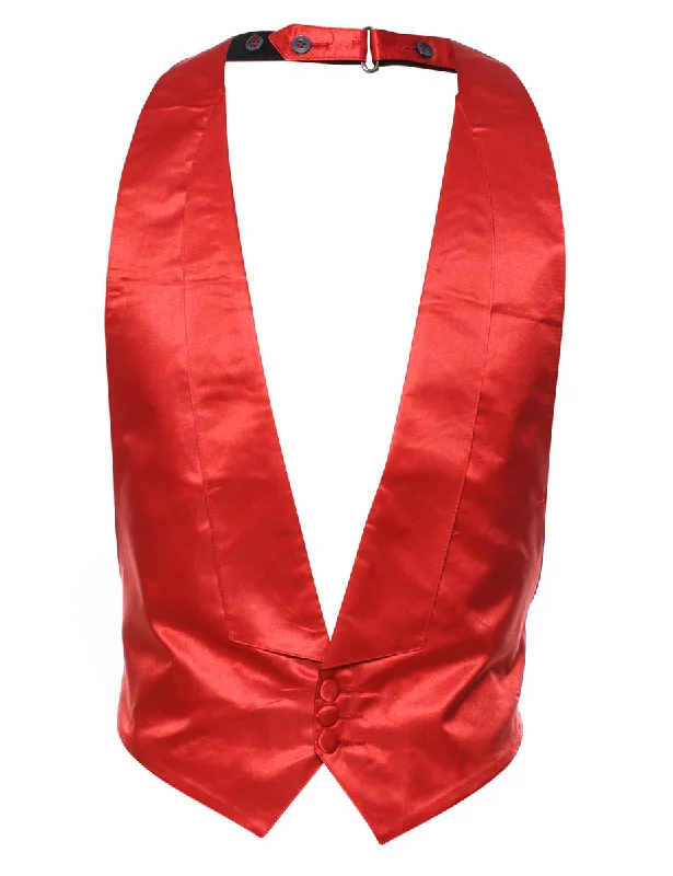 Classic Red Shiny Waistcoat - M