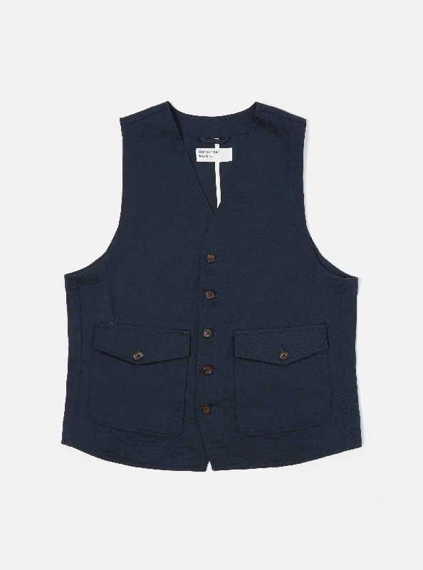 Universal Works Field Waistcoat in Navy Twill