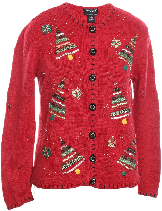 Christmas Tree Design Cardigan - S