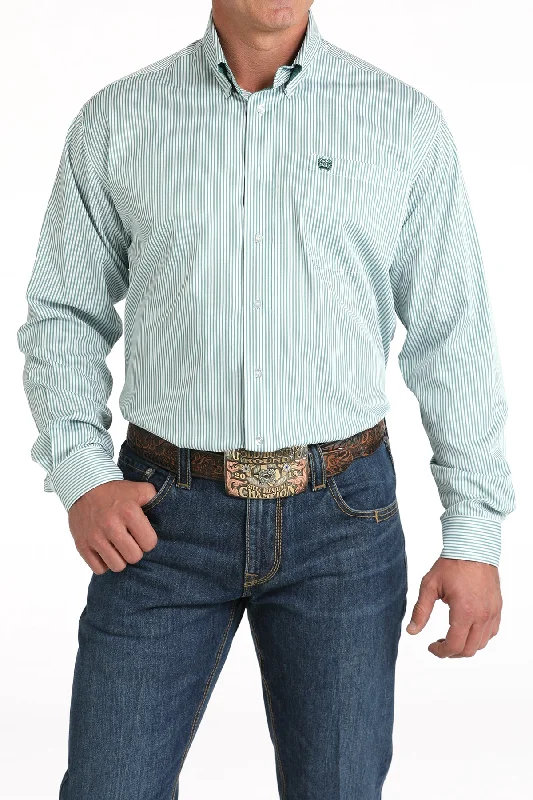 CINCH GREEN STRIPED LONG SLEEVE SHIRT