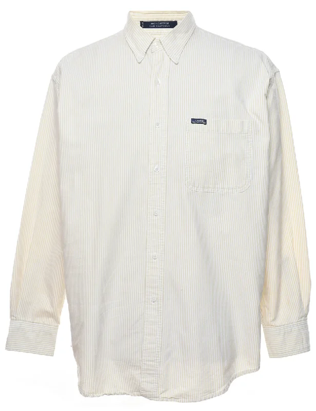 Chaps Striped Beige & Off-White Shirt - L