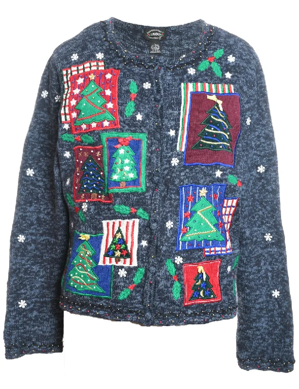 Christmas Tree Design Cardigan - L