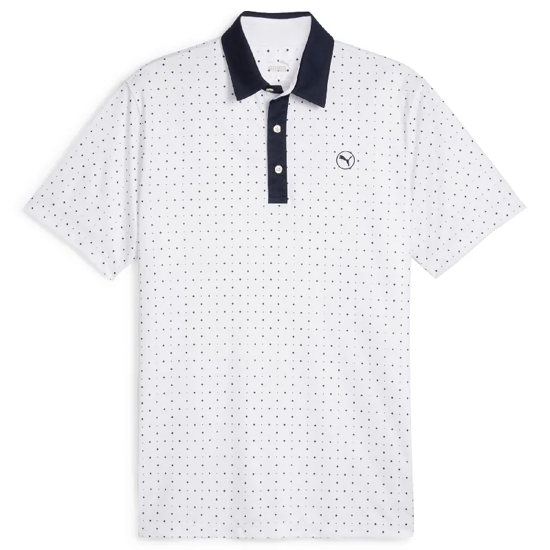 Pure Geo Polka Dot Polo White/Navy - AW24