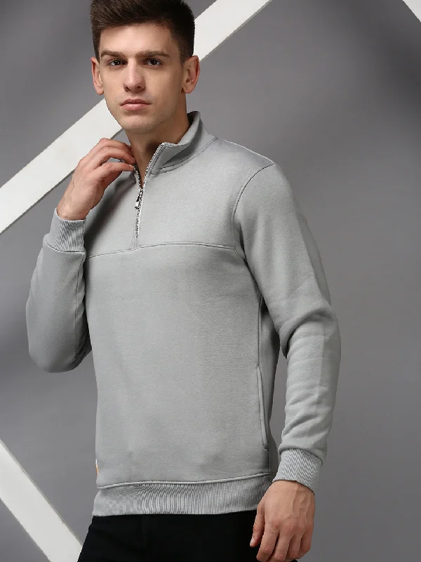 Men Grey Solid Sweatshirt