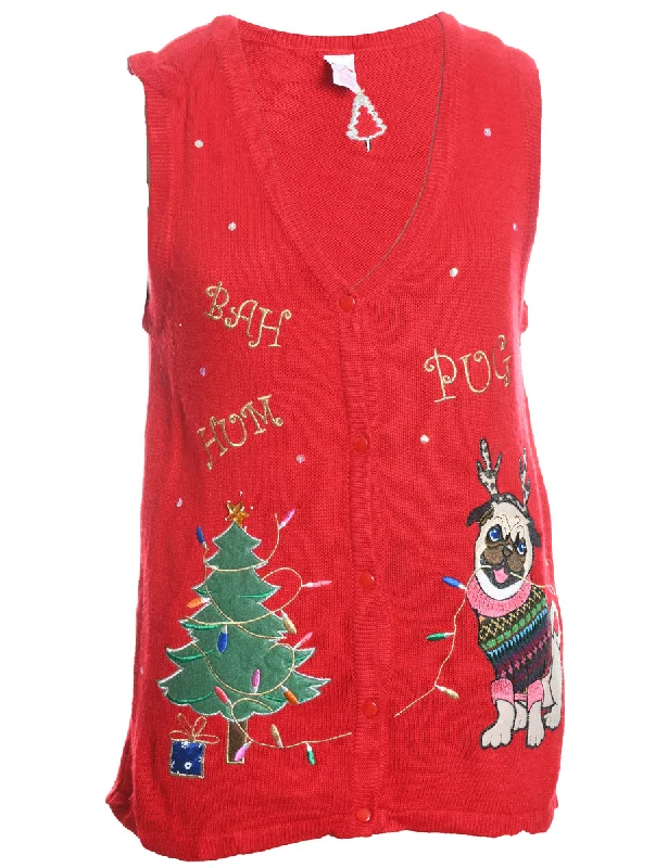 Christmas Tree Print Vest - M