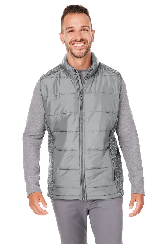 Nautica Mens Harbor Water Resistant Full Zip Puffer Vest - Graphite Grey/Heather Graphite Grey