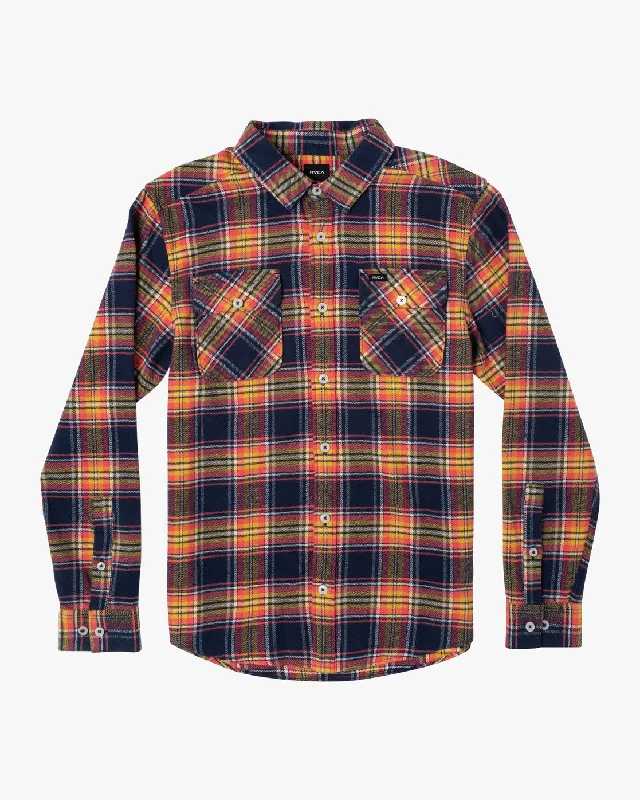 Boys That'll Work Flannel Long Sleeve Shirt - Coral