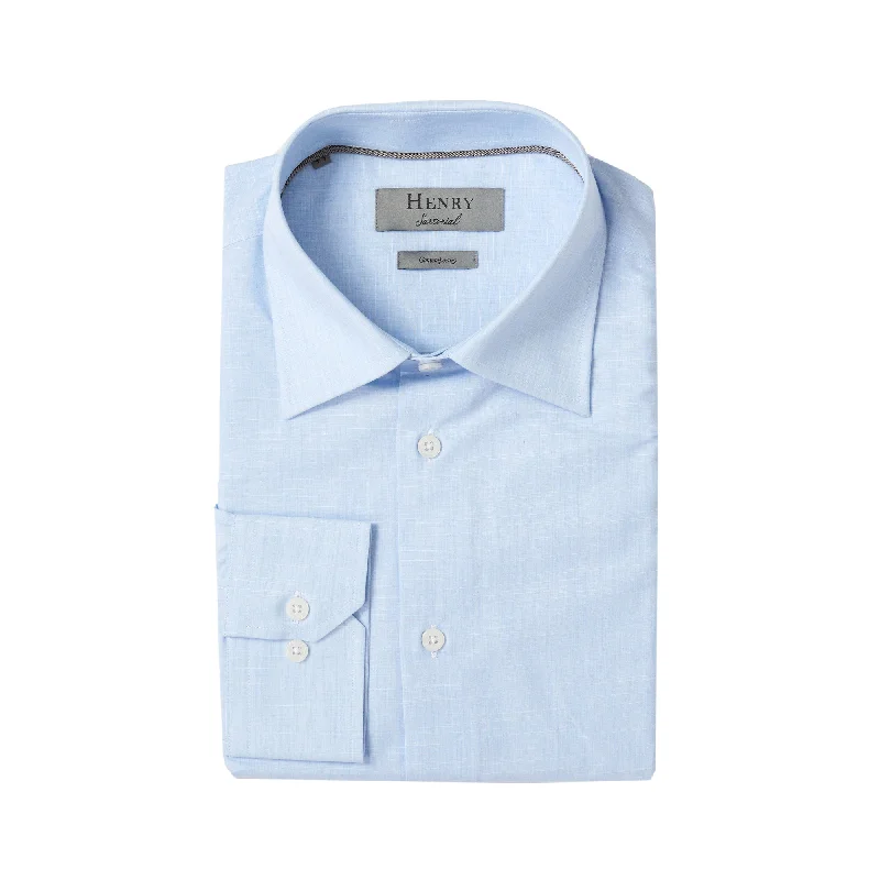 HENRY SARTORIAL Linen Textured Shirt SKY