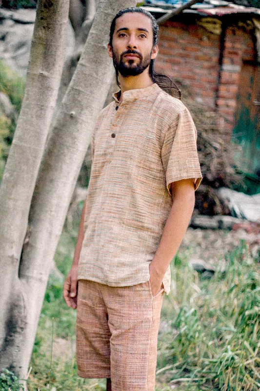 Short Sleeves Kurta ⋙ Handwoven Khadi Cotton