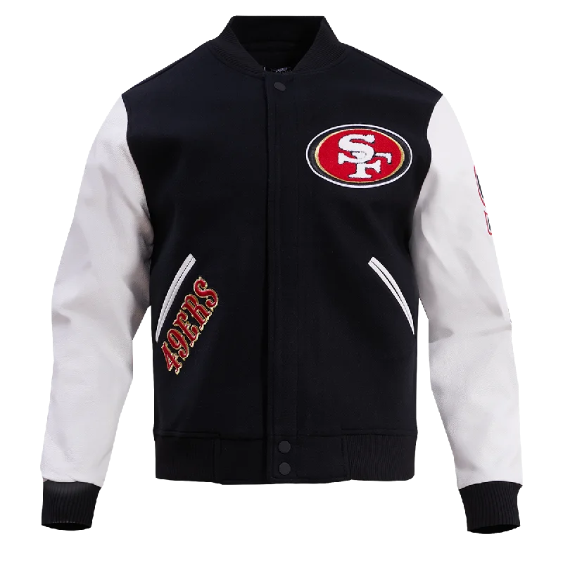 NFL SAN FRANCISCO 49ERS CLASSIC WOOL VARSITY JACKET (BLACK/WHITE)