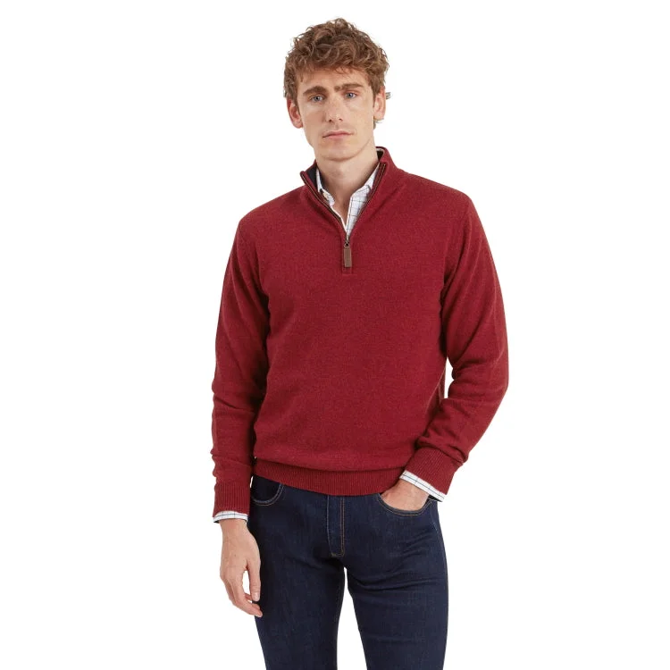 Schoffel Lewis Lambswool 1/4 Zip Jumper - Deep Red