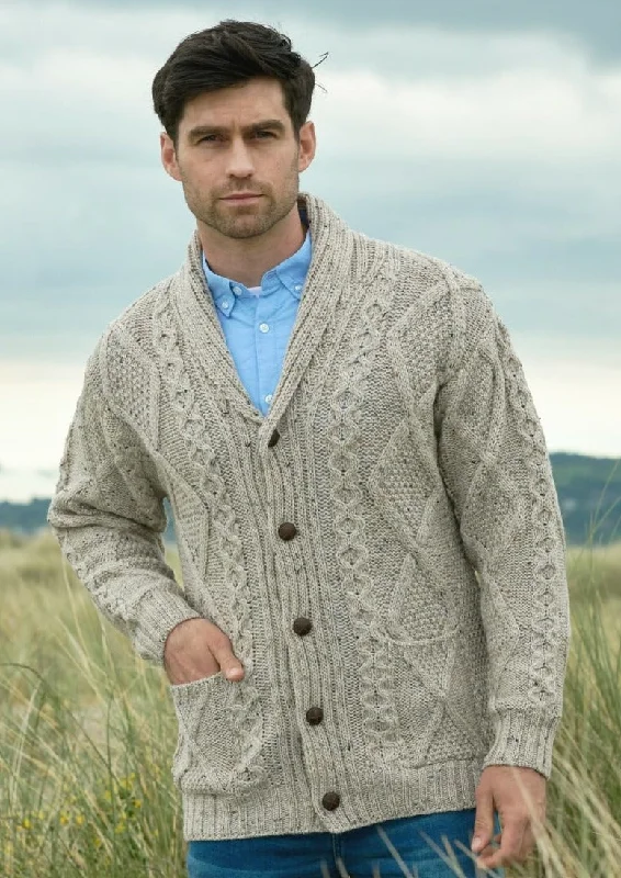 Aran Crafts Button Cardigan | Oatmeal