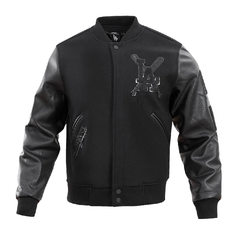 MLB LOS ANGELES DODGERS PRO TRIPLE BLACK MEN'S VARSITY JACKET (TRIPLE BLACK MEN'S)