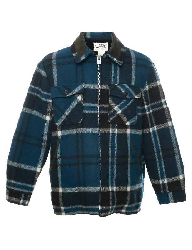 Checked Wool Coat - L