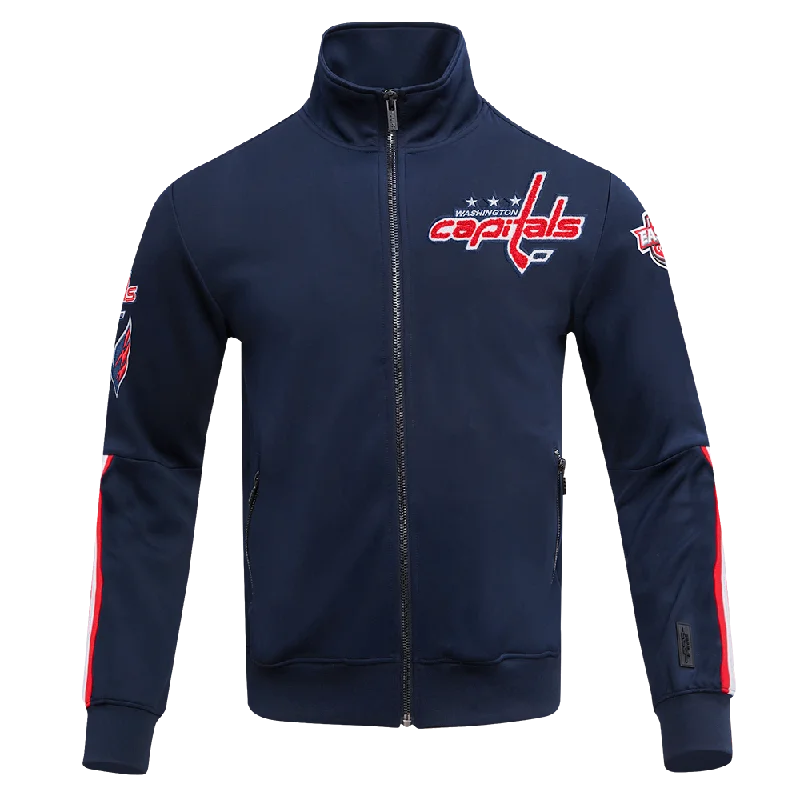 NHL WASHINGTON CAPITALS CLASSIC CHENILLE MEN'S TRACK JACKET (MIDNIGHT NAVY/RED)