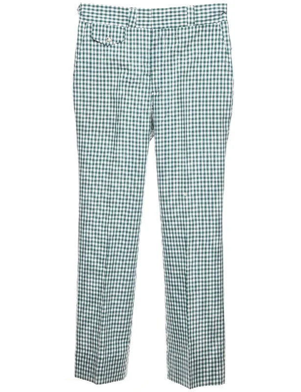 Checked Pattern Green & White Trousers - W32 L30