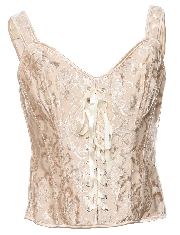 Classic Beige Metallic Jacquard Bustier  - M