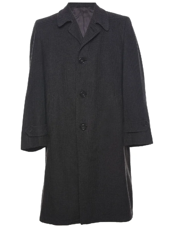 Checked Wool Coat - L